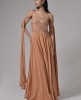 Soft Crepe Dusty Peach Stylist Party Wear Gown 